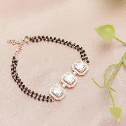 GIVA 925 Sterling Silver Rose Gold Plated Mangalsutra Bracelet-picture-39