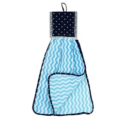 Kuber Industries 2-Pcs Grey & Blue Zig Zag Washbasin Hanging Kitchen Towel With Ties image 5