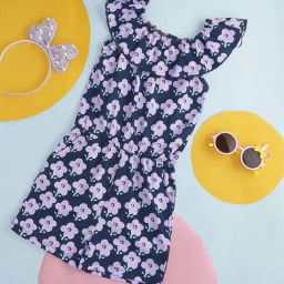 Pantaloons Junior Blue & White Cotton Floral Print Jumpsuit-picture-48