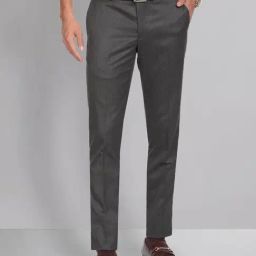 AD by Arvind Grey Slim Fit Flat Front Trousers-picture-11