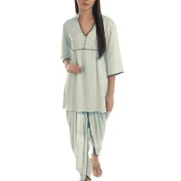 PATRORNA Off White Regular Fit Pleated Tunic-picture-21