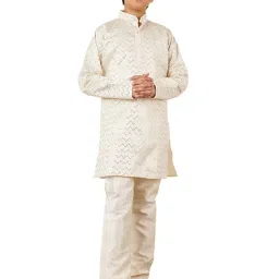 AJ Dezines Kids Blue Embellished Full Sleeves Kurta with Pyjamas-image-0