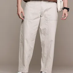WROGN Men Oversized Pure Cotton Chinos Trousers-image-65