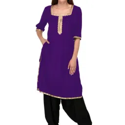 PATRORNA Purple Regular Fit Kurta-picture-12