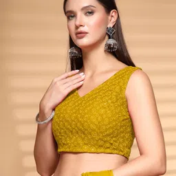 Oomph! Women Non Padded V Neck Saree Blouse image 5