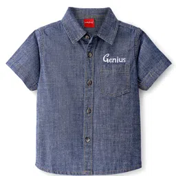 Babyhug Denim Half Sleeves  Regular Collar One Pocket Shirt - Blue-picture-18