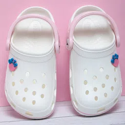 ABROS Akzo Patch Detailed Perforated Slingback Clogs - White & Pink-picture-25