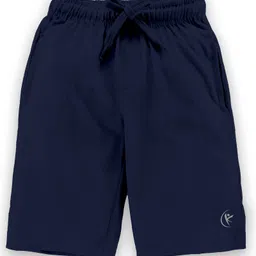 Kiddopanti Pack Of 2 Solid Shorts - Navy Blue & Melange Grey image 3