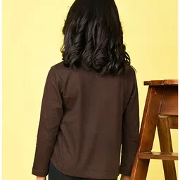 NUSYL Cotton Blend Full Sleeves Born To Shine TextPrinted Tee - Brown image 3