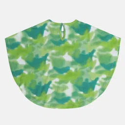 MINI KLUB Cotton Knit Half Cape Sleeves Holiday On My Mind Text Patch Detailed Tie Dye Poncho - Green image 3