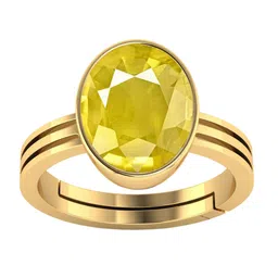 VISHVMA Gold-Plated 11.00 Ratti to 11.50 Ratti Sapphire Gemstone-Studded Finger Ring-picture-10