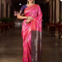 Mitera Woven Design Zari Silk Blend Banarasi Saree-image-65
