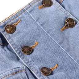 Kookie Kids Solid Cotton Shorts With Knot Applique & Cargo Pockets - Blue image 3