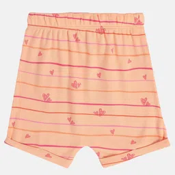 MINI KLUB Cotton Pack Of 2 Hearts & Animals Printed Shorts - Peach & Purple image 4
