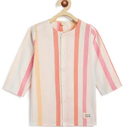Tiber Taber 100% Cotton Woven Full Sleeves Striped Kurta & Pyjamas Set - Multi Colour image 4