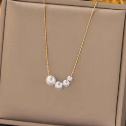 GOLDIWALA Gold-Plated Artificial Beaded Stainless Steel Chain Necklace-picture-13