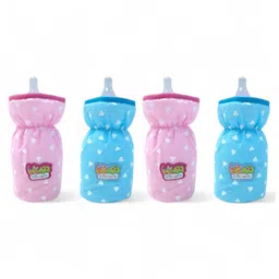 VOIDROP Chikankari Cute Stretchable Baby Feeding Bottle Cover with Easy to Hold Strap Feeding Bottle Cover Suitable for 250-300ML Pack of 4 (Multicolor) image 4