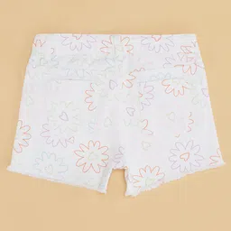 Pantaloons Junior Cotton Hearts & Floral Printed Shorts - White image 5