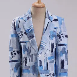 Dapper Dudes Full Sleeves Abstract Printed Blazer With Tee Set - Blue image 4