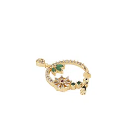 I Jewels Gold-Plated Cubic Zirconia Ring Nosepin image 4