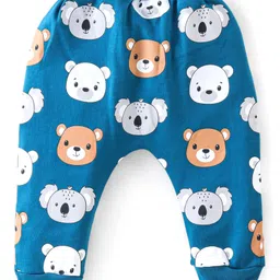 Babyhug 100% Cotton Onesies with Leggings and Cap Mittens Booties With Animals Print - Blue & Red image 5