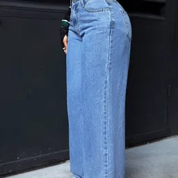 Crazeis Basics by Glossia Women Comfort Straight Fit High-Rise Cotton Stretchable Jeans image 2