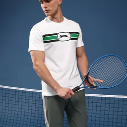 Slazenger Brand Logo Printed Pure Cotton T-shirt-picture-49