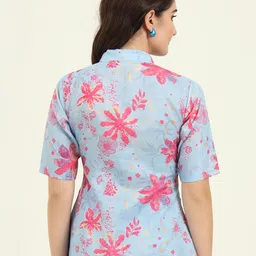 JDS LIFESTYLE Women Floral Printed Bow Shirt Style Crop Top image 5