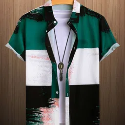 Metronaut Men Standard Regular Fit Spread Collar Colourblocked Elastane Casual Shirt-image-60