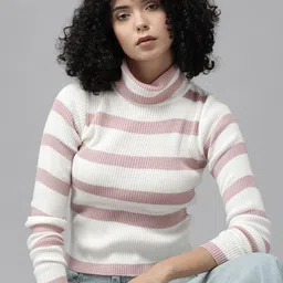 The Roadster Lifestyle Co. Striped Acrylic Pullover image 1