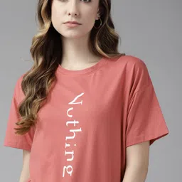 Roadster Women Pink Boxy Fit Printed T-shirt-image-59