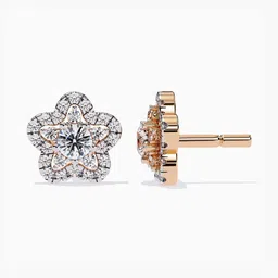 VALANOVA 14Kt Lab Grown Rose Gold Diamond Studded Earrings-3.14 gm image 2