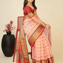 House Of Pataudi Woven Design Kota Saree With Blouse Piece image 4