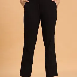 AKANYA Women Tailored Relaxed Fit High-Rise Easy Wash Cotton Trousers-picture-33