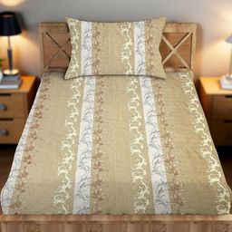 IVAZA Beige 160 TC Single Bedsheet with 1 Pillow Covers-picture-9