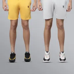 Vimal Jonney Yellow & Light Grey Regular Fit Lounge Shorts - Pack of 2-image-89