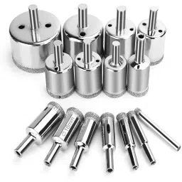 uptodateprouducts Diamond Hole Saw Set Masonry Round 6 to 50 mm Dia. Range Carbon Steel Silver (Set of 15 Pcs) image 3