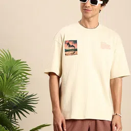 Mast & Harbour Printed Drop-Shoulder Sleeves Pure Cotton T-shirt-picture-14