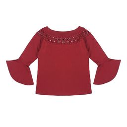 Style Quotient Girls Maroon Self Design Top-picture-45