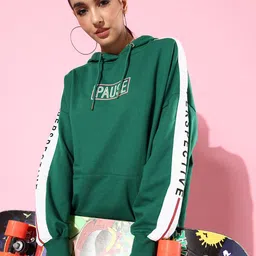 The Roadster Life Co. Bright Green Printed Hooded Monsoon Anti Fits Oversized Sweatshirt-image-62