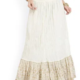 Varanga Off-White  Crinkled Maxi Pure Cotton Skirt-picture-38