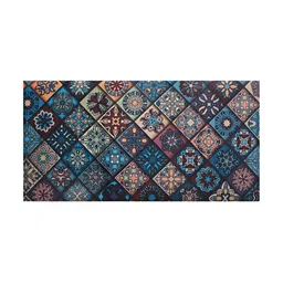 Shadowkart Blue & Brown Printed Wooden Rectangle Shaped Ottomans image 2