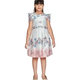 Peppermint Kids White & Pink Floral Print Dress-image-66