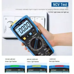 Metravi Digital TRMS Multimeter Backlit LCD Display Blue & Black, Metrasafe-10 image 5