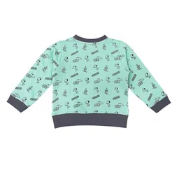 Moms Love Infant Boys Charcoal Grey & Green Cotton Colourblocked Snoopy Print Sweatshirt image 2