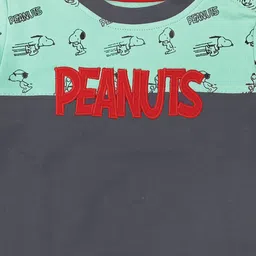 Moms Love Infant Boys Charcoal Grey & Green Cotton Colourblocked Snoopy Print Sweatshirt image 3