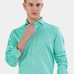 FRENCH CROWN Men Textured Cutaway Collar Standard Cotton Formal Shirt-picture-31