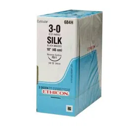 Ethicon SW216 2 Sutupak Black Braided Silk Sterile Suture Size 2x75 cm (Pack of 12)-image-32