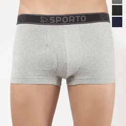 Sporto by Macho Men Pack Of 4 Combed Cotton Mid-Rise Short Trunks-picture-35