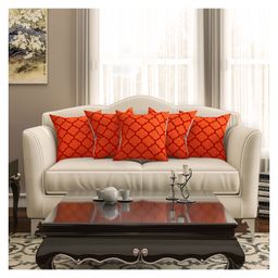 Sej By Nisha Gupta Geometrical Premium 16 By 16 Cushion Covers Pack Of 5 - Orange-picture-37